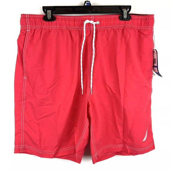 Nautica Men’s Quick Dry Lined Red Swim Trunks Size XL